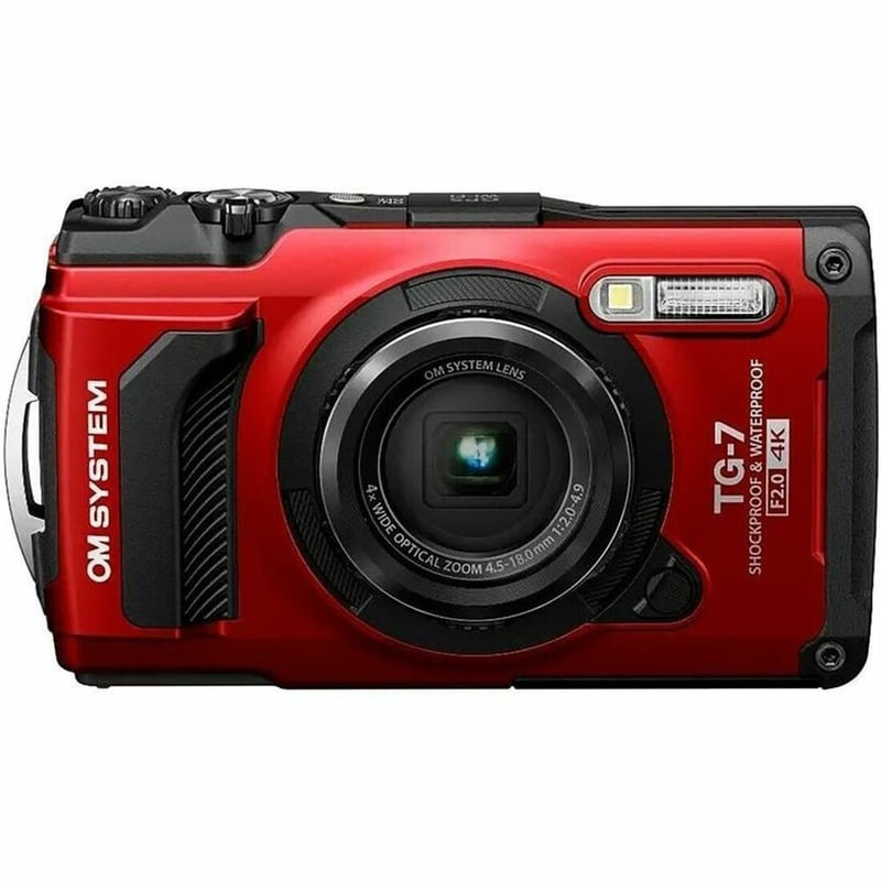 Olympus OM SYSTEM TG-7 12 Megapixel Compact Camera - Black, Red - Thumbnail 1