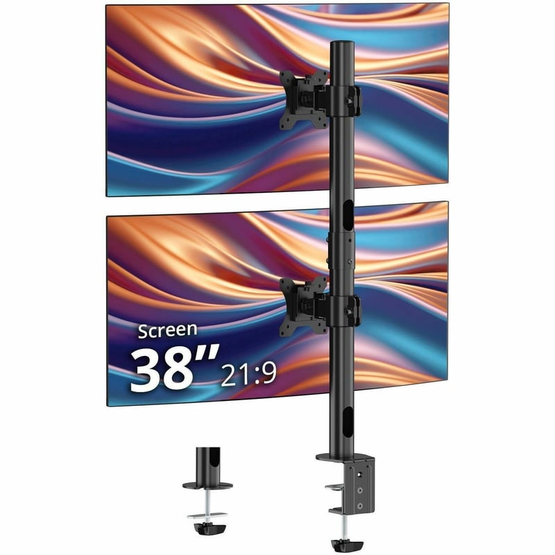 DUAL 38 INCH STACK MONITOR POLE MOUNT 26.5 LBSBLACK - Thumbnail 1
