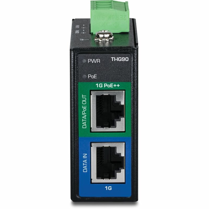TRENDnet Hardened Industrial 90W Gigabit 4Ppoe Injector,4-Pair Power Over Ethernet, Poe(15.4W), Poe+(30W), 4Ppoe(90W)Power, IP30, DIN-Rail/Wall Mount Included, 4-Pair Poe Up to 100M (328 ft.),TI-IG90 - Thumbnail 2