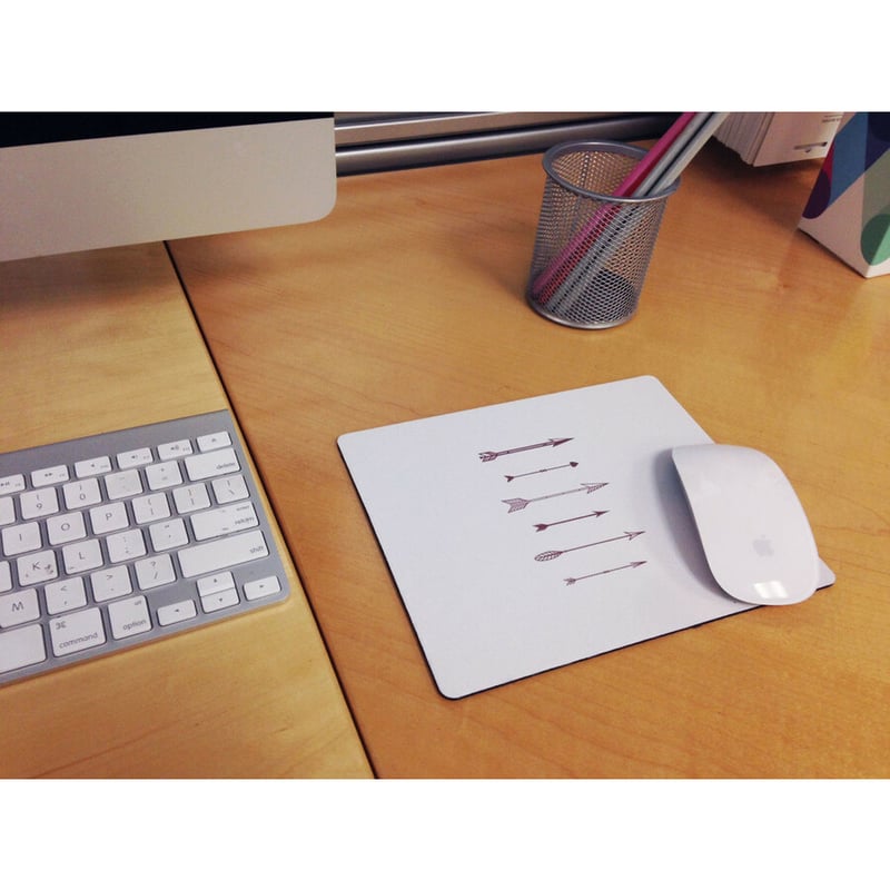 OTM Hipster Prints White Mouse Pad, Shooting Grey Arrows - Thumbnail 2