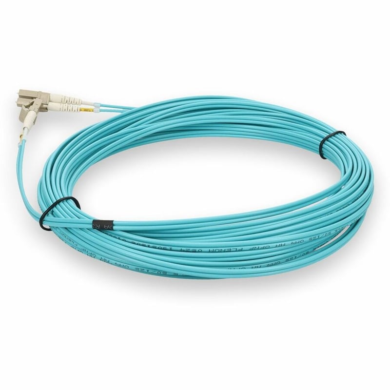 AddOn 10m LC to LC Aqua OM4 Duplex Armored OFNP (Plenum-Rated) Fiber Patch Cable - Thumbnail 3
