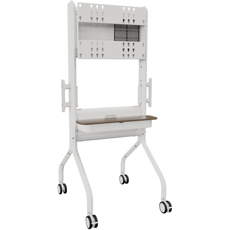 Chief Voyager Manual height Adjustable AV Mobile Cart - For 50-85 Inch Displays - Mobile TV Cart - White - Thumbnail 1