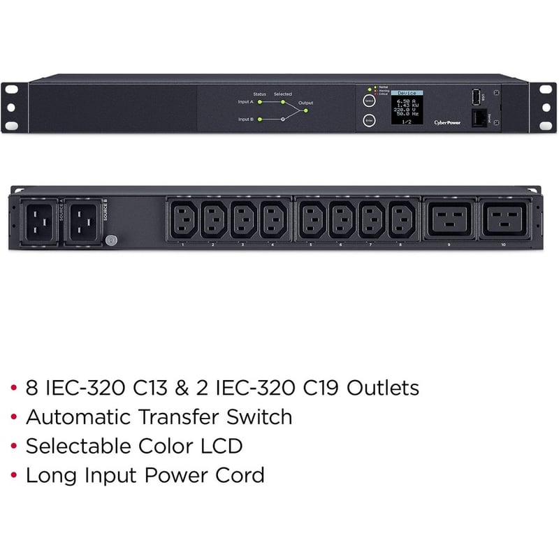 CyberPower Metered ATS PDU PDU24006 10-Outlets PDU - Thumbnail 2
