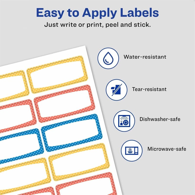 Avery® Durable Labels, 3/4" x 1-3/4" , Assorted, 60 Total (41442) - Thumbnail 2