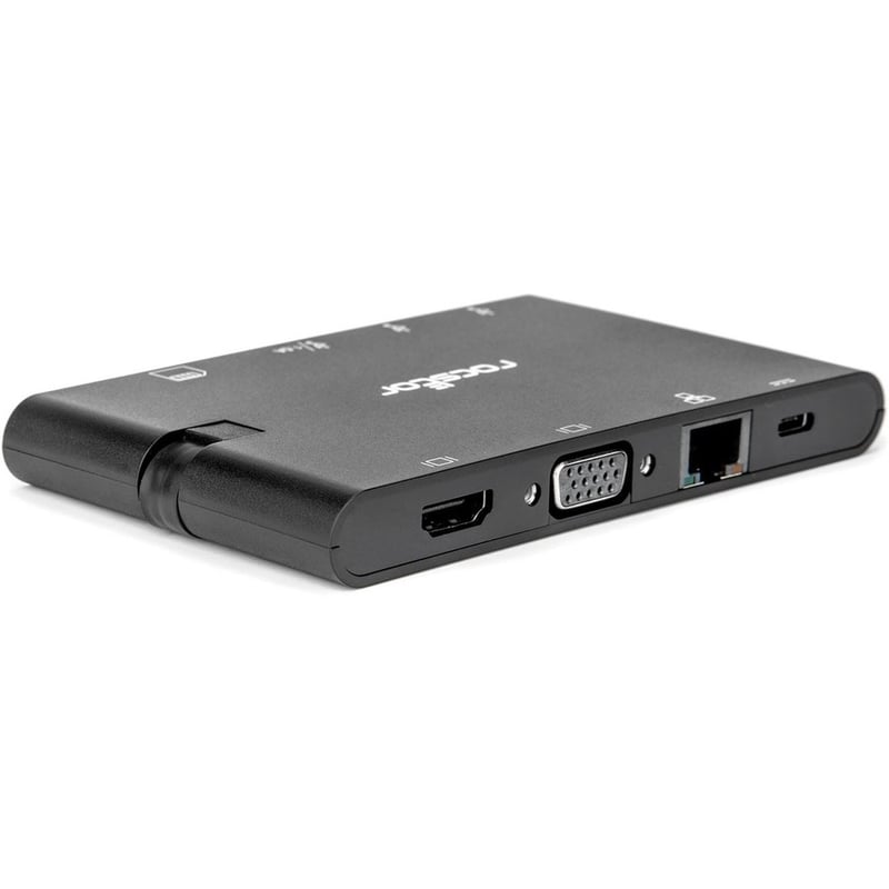 Rocstor Portable USB-C Multiport Adapter, 2x USB-C, USB-A, HDMI, VGA, RJ45, SD Card - Thumbnail 2