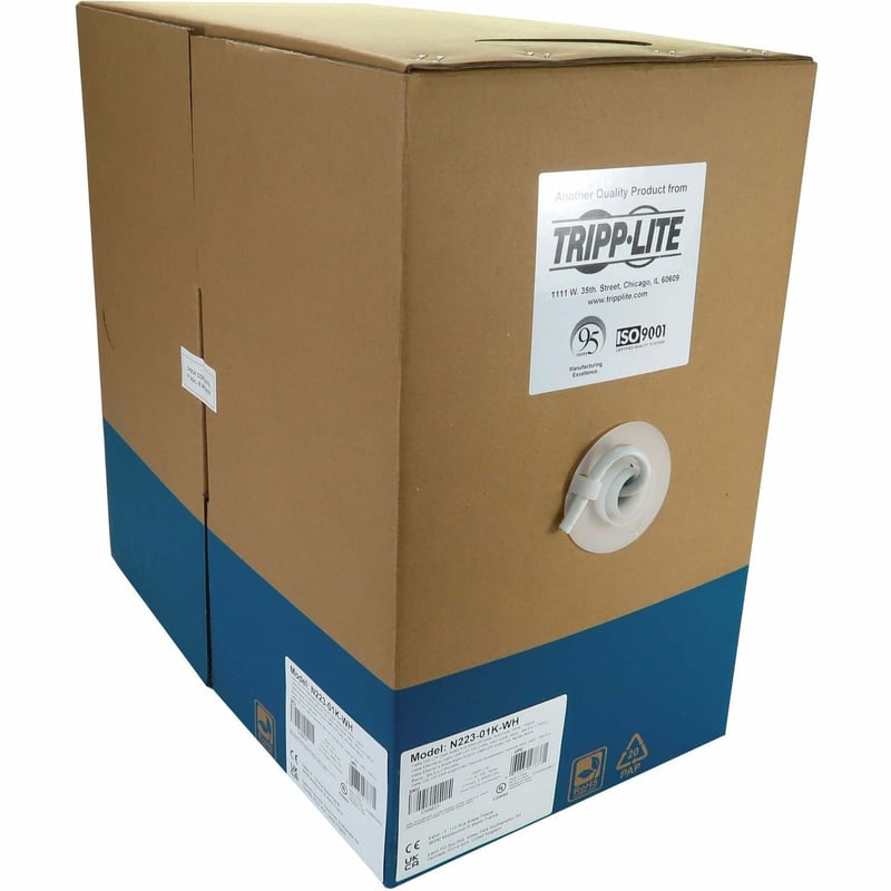 Eaton Tripp Lite Series Cat6a 10G Solid Core UTP Bulk Ethernet Cable, CMR Rated, White, 1000 ft. (305 m) - Thumbnail 1