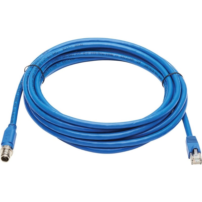 Eaton Tripp Lite Series M12 X-Code Cat6a 10G F/UTP CMR-LP Shielded Ethernet Cable (M12 M/RJ45 M), IP68, PoE, Blue, 5 m (16.4 ft.) - Thumbnail 2