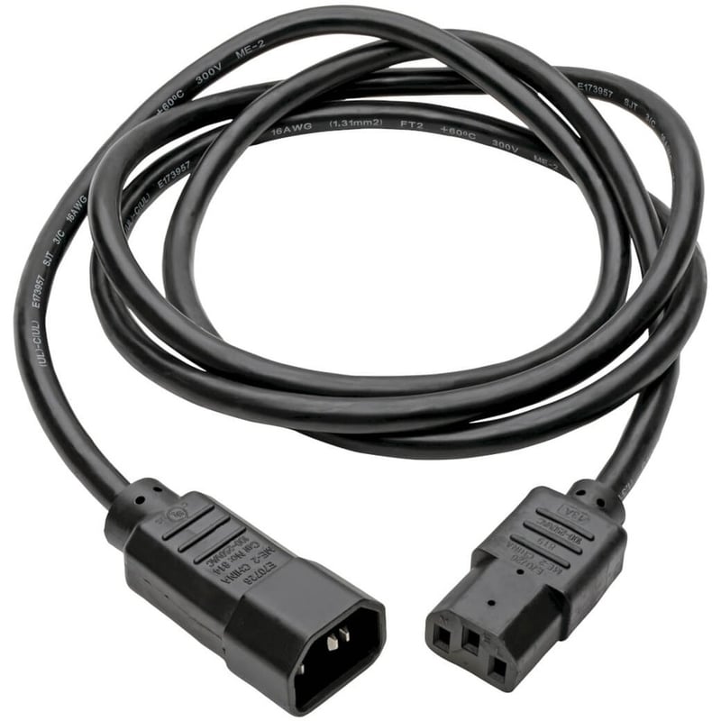 Eaton Tripp Lite Series PDU Power Cord, C13 to C14 - 13A, 250V, 16 AWG, 6 ft. (1.83 m), Black - Thumbnail 2