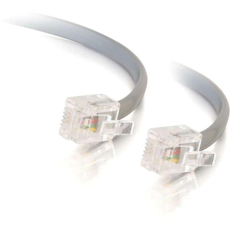 14FT RJ12 SILVER MODULAR TELEPHONE CABLE