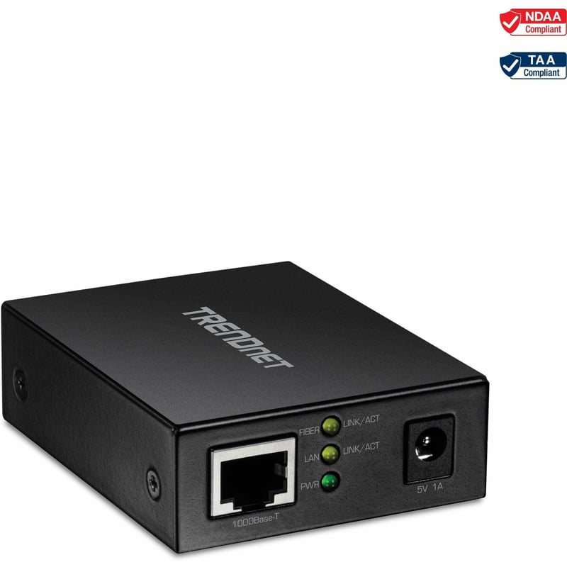 TRENDnet 1000BASE-T to SFP Fiber Media Converter; Gigabit Ethernet to SFP Media Converter; 4Gbps Switching Capactiy; TFC-GSFP - Thumbnail 1