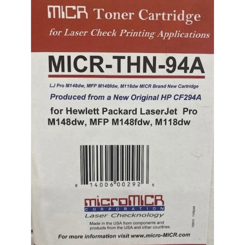 microMICR Remanufactured MICR Laser Toner Cartridge CF294A - Black - 1 Each - Thumbnail 2