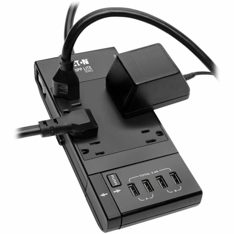 Tripp Lite by Eaton Safe-IT 6-Outlet Surge Protector Retractable USB Charger 5-15R Outlets 4 USB Charging Ports 8 ft. (2.4 m) Cord Antimicrobial Protection - Thumbnail 2