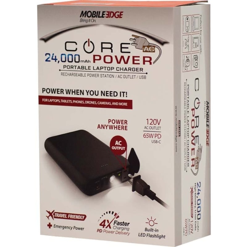 Mobile Edge CORE Power 24,000mAh AC/USB Laptop Power Charger - Thumbnail 4