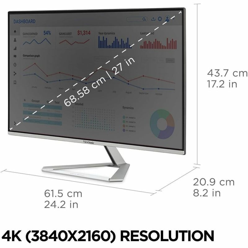 ViewSonic VX2776-4K-MHDU 27 Inch 4K IPS Monitor with Ultra HD Resolution, 65W USB C, HDR10 Content Support, Thin Bezels, HDMI and DisplayPort