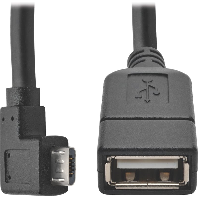 Eaton Tripp Lite Series Micro USB to USB OTG Host Adapter Cable, Right-Angle 5-Pin USB Micro-B to A (M/F), 6-in. (15.24 cm) - Thumbnail 1