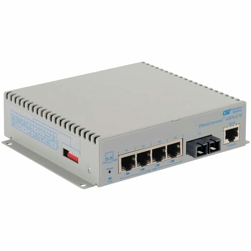 10/100/1000 4XRJ-45 POE SWITCH 60W BT MGT 1G SC SM 1310NM 34KM DC