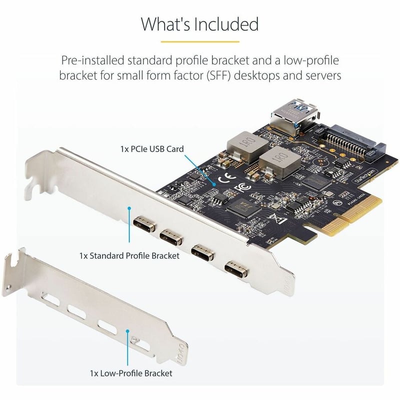 5-PORT USB PCIE CARD 10GBPS 4X USB-C/1X USB-A EXPANSION CARD - Thumbnail 2