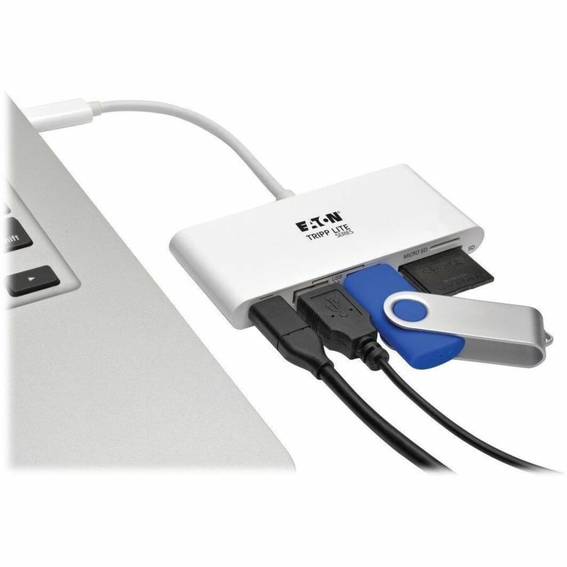 Tripp Lite by Eaton USB-C Multiport Adapter USB 3.x (5Gbps) USB-A/C Hub Ports Card Reader and 60W PD Charging White - Thumbnail 2