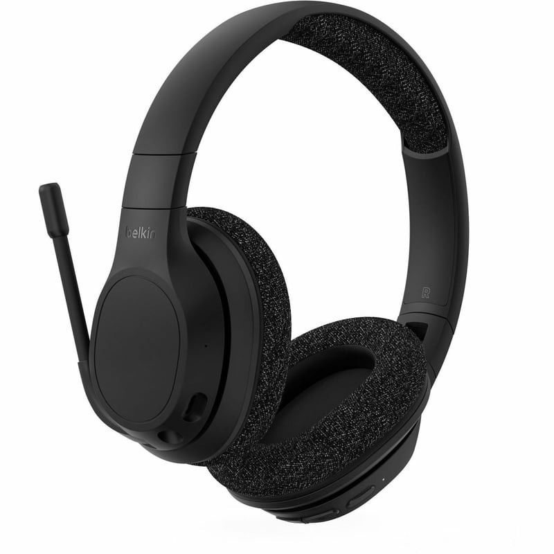 Belkin SoundForm Adapt Wireless Over-Ear Headset, Headphones for Work, Play, Gaming, & Travel with Built-in Boom Microphone - Compatible with iPhone, iPad, Galaxy, and More - Black - Thumbnail 1