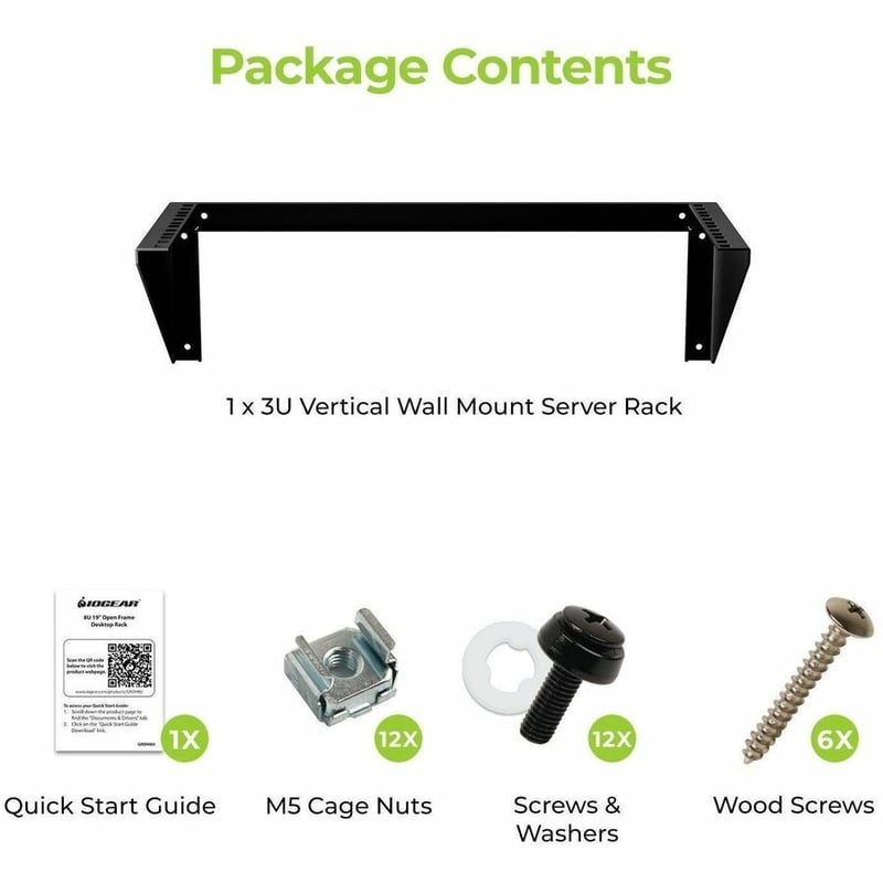IOGEAR 3U 19" Deep Vertical Wall Mount Server Rack - Thumbnail 3