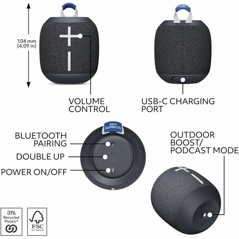 ULTIMATE EARS WONDERBOOM 4 WRLS BT SPEAKER BLACK - Thumbnail 5