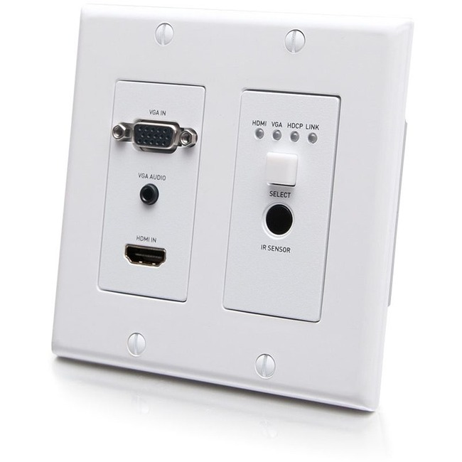 C2G HDBaseT HDMI Extender + VGA, 3.5mm, RS232 and IR over Cat - Dual Gang HDMI Wall Plate Transmitter - 4K 60Hz - Thumbnail 1