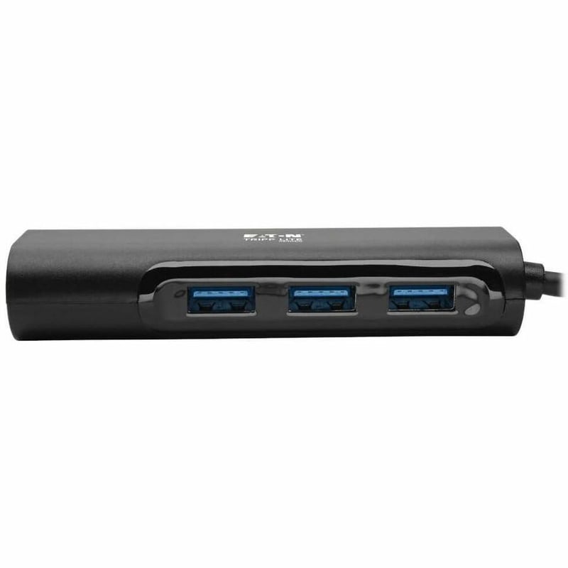 Tripp Lite by Eaton 3-Port USB 3.x (5Gbps) Hub with LAN Port USB-C to 3x USB-A Ports and Gigabit Ethernet Black - Thumbnail 3