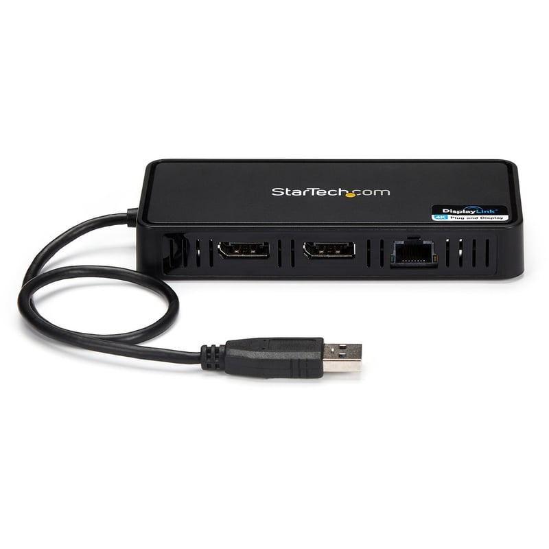 StarTech.com USB 3.0 Mini Dock - Dual Monitor USB Type-A Laptop Docking Station - DisplayPort 4K 60Hz & Gigabit Ethernet - 1' (30cm) cable - Thumbnail 3