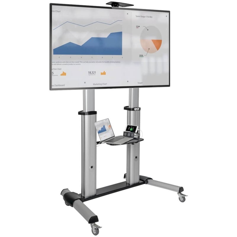 Eaton Tripp Lite Series Heavy-Duty Rolling TV Stand, Height Adjustable, 60" - 100" Screens - Thumbnail 2