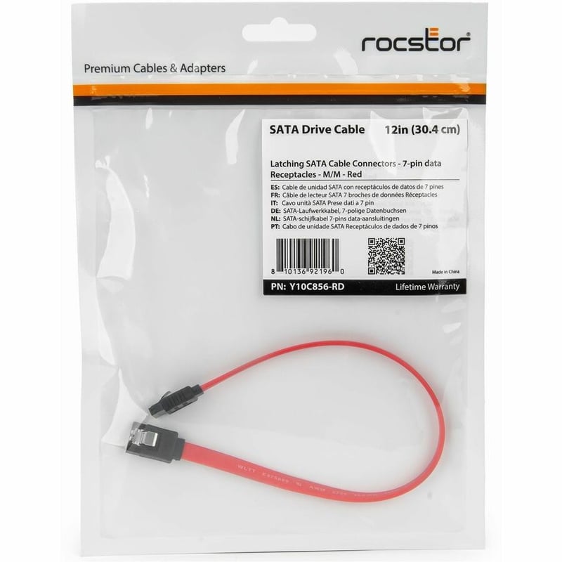 12IN LATCHING SATA CONNECTORS 7-PIN DATA RECEPTACLES - M/M - RED - Thumbnail 5