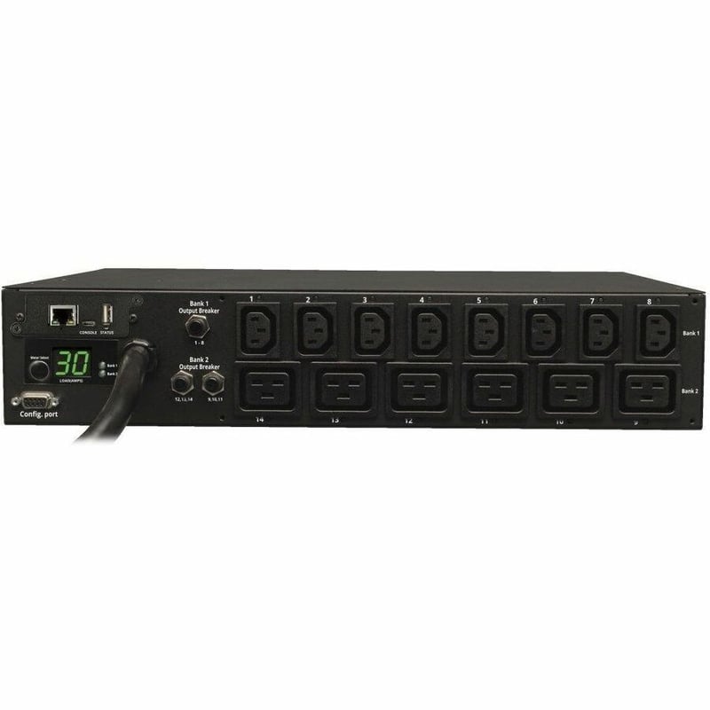 Tripp Lite by Eaton PDU 5.5kW Single-Phase Switched PDU - LX Interface 208/230V Outlets (8 C13 & 6 C19) L6-30P Input 15 ft. (4.57 m) Cord 2U Rack-Mount TAA - Thumbnail 3