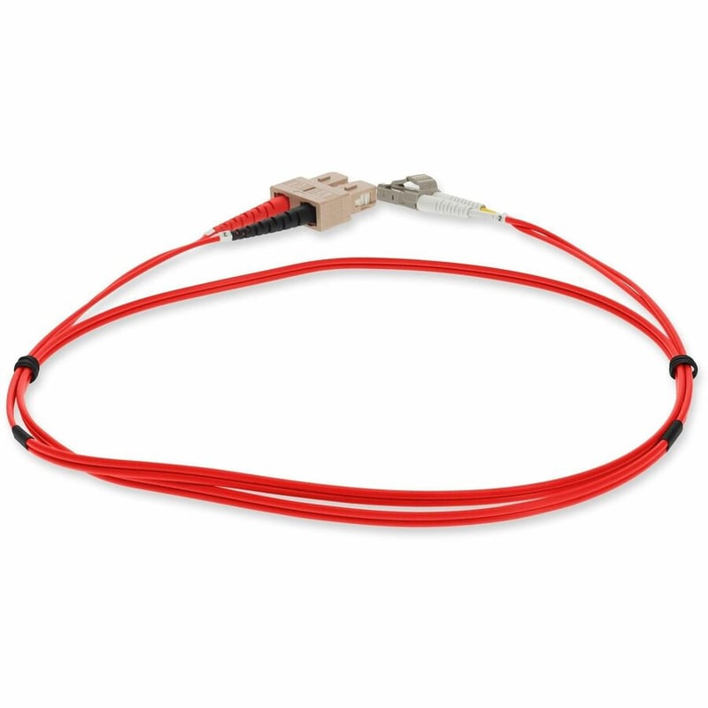 AddOn 2m SC to LC Red OM4 Duplex OFNP (Plenum-Rated) Fiber Patch Cable - Thumbnail 4