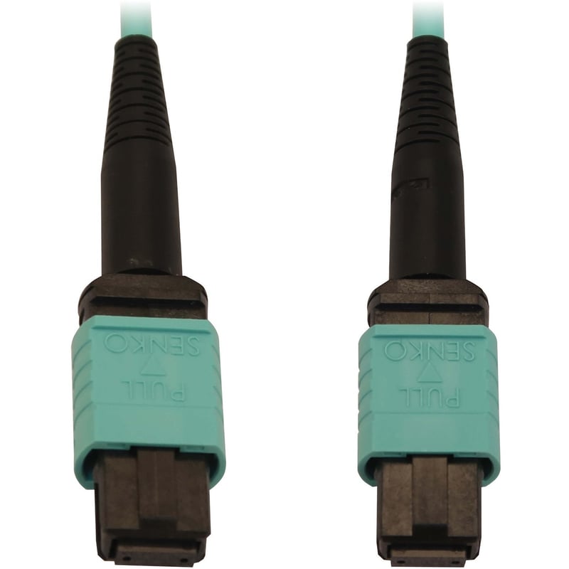 Eaton Tripp Lite Series 40/100/400G Multimode 50/125 OM3 Fiber Optic Cable (12F MTP/MPO-PC F/F), LSZH, Aqua, 3 m (9.8 ft.) - Thumbnail 1