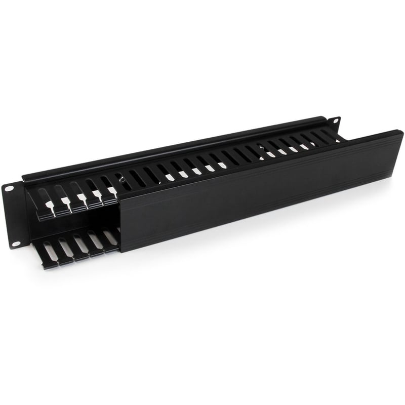 StarTech.com 2U Horizontal Finger Duct Rack Cable Management Panel with Cover - Thumbnail 2