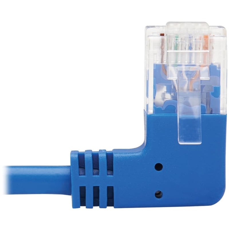 Eaton Tripp Lite Series Right-Angle Cat6 Gigabit Molded Slim UTP Ethernet Cable (RJ45 Right-Angle M to RJ45 M), Blue, 3 ft. (0.91 m) - Thumbnail 4