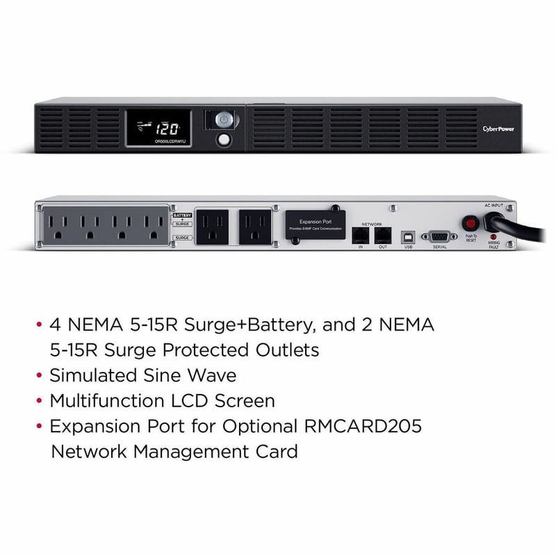 CyberPower OR500LCDRM1U Smart App LCD UPS Systems - Thumbnail 2