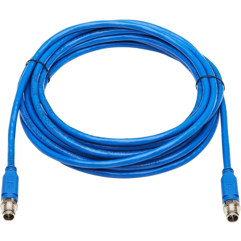 Eaton Tripp Lite Series M12 X-Code Cat6 1G UTP CMR-LP Ethernet Cable (M/M), IP68, PoE, Blue, 5 m (16.4 ft.) - Thumbnail 2