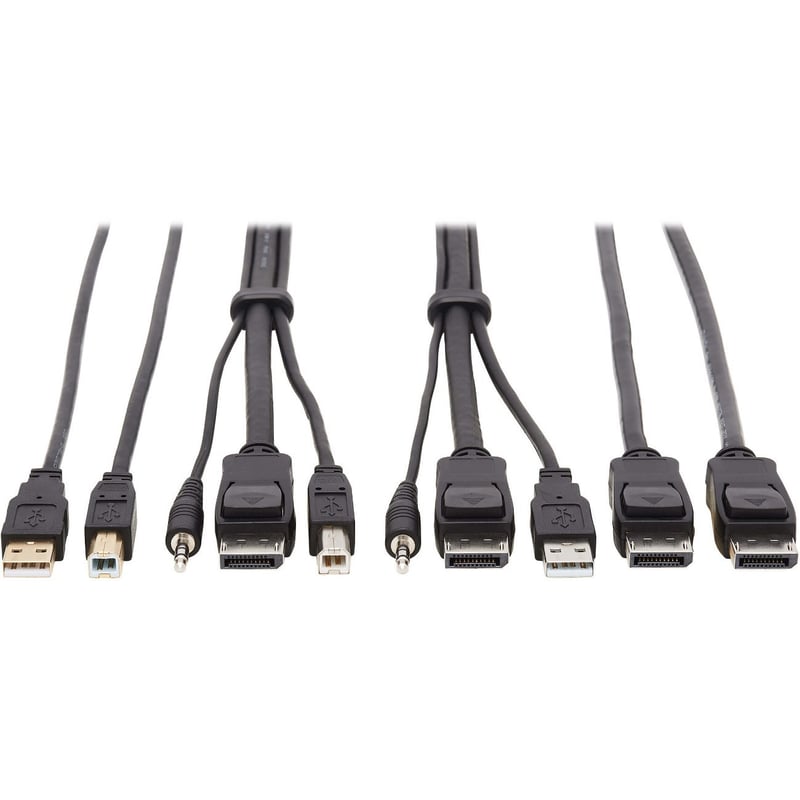 Tripp Lite by Eaton DisplayPort KVM Cable Kit - DP USB 3.5 mm Audio (3xM/3xM) + USB (M/M) + DP (M/M) 4K 6 ft. (1.83 m) Black - Thumbnail 1