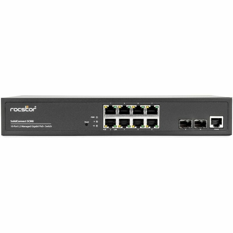Rocstor SolidConnect SCM8 8-Port PoE+ Gigabit Managed Switch with 2 SFP Ports (Y10S009-B1) - Thumbnail 4
