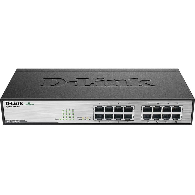 D-Link DGS-1016D 16-Port Gigabit Unmanaged Metal Desktop or Rackmount Switch - Thumbnail 2