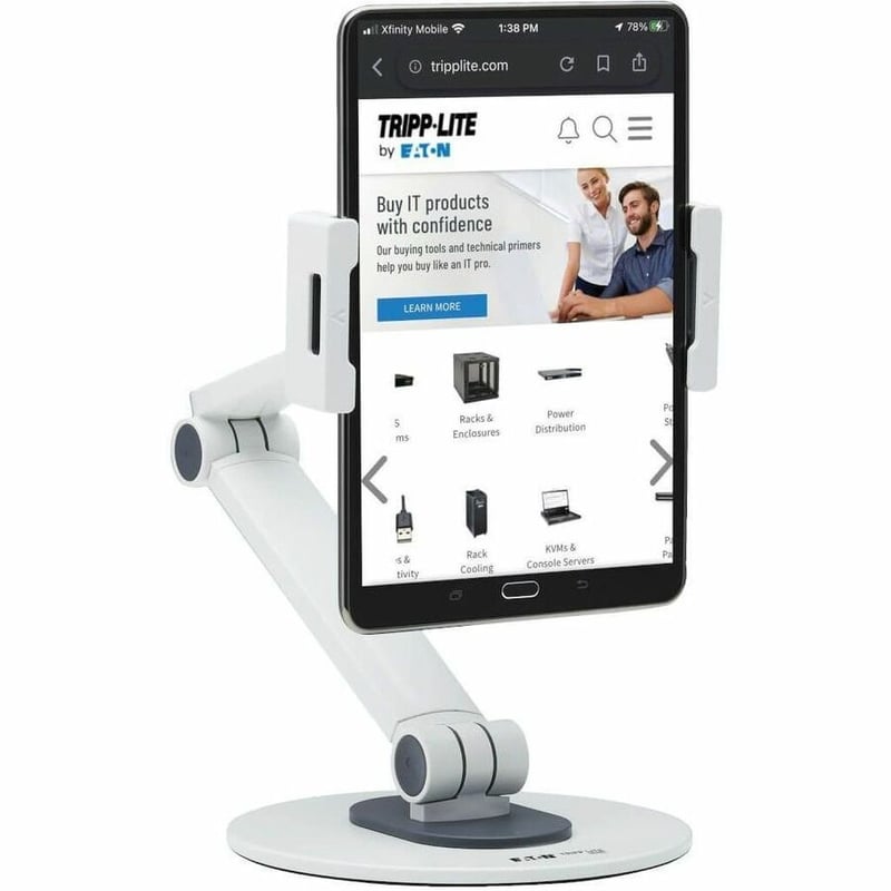 Tripp Lite Full-Motion Flexible Long-Arm Desktop Smartphone and Tablet Mount, White - Thumbnail 2