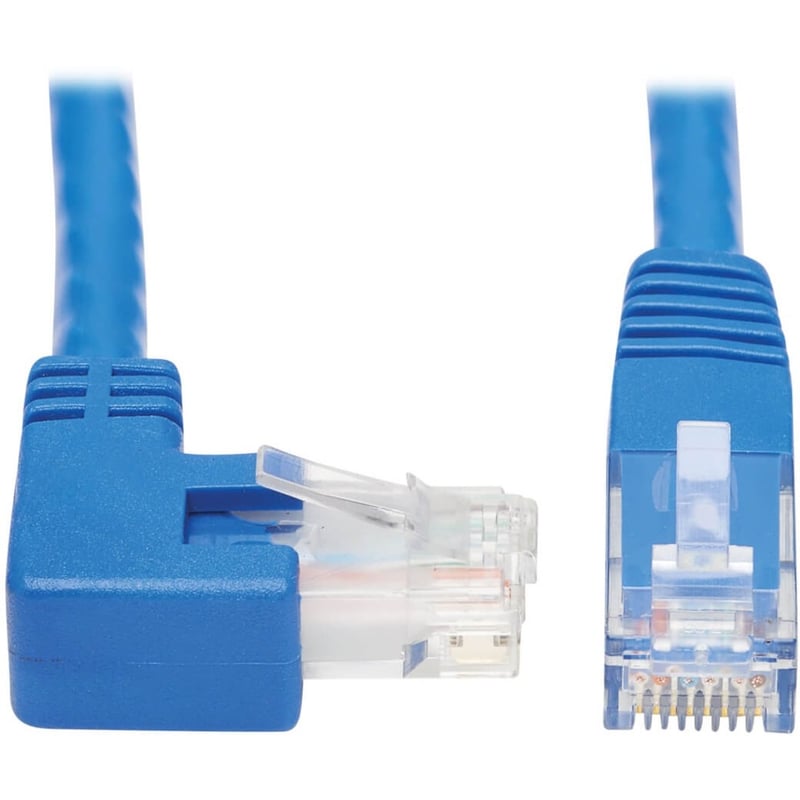 Eaton Tripp Lite Series Right-Angle Cat6 Gigabit Molded UTP Ethernet Cable (RJ45 Right-Angle M to RJ45 M), Blue, 15 ft. (4.57 m) - Thumbnail 1