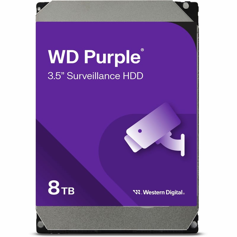 WD Purple WD85PURZ 8 TB Hard Drive - 3.5" Internal - SATA (SATA/600) - Conventional Magnetic Recording (CMR) Method - Thumbnail 1