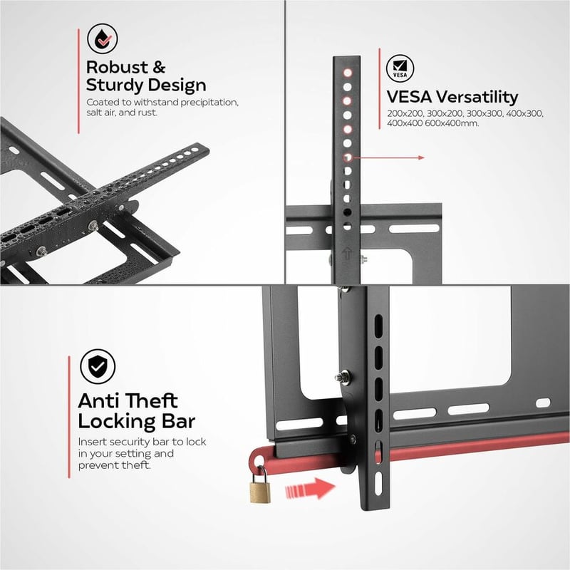 CTA Digital Anti-Theft Weatherproof Tilt TV Wall Mount - Thumbnail 5