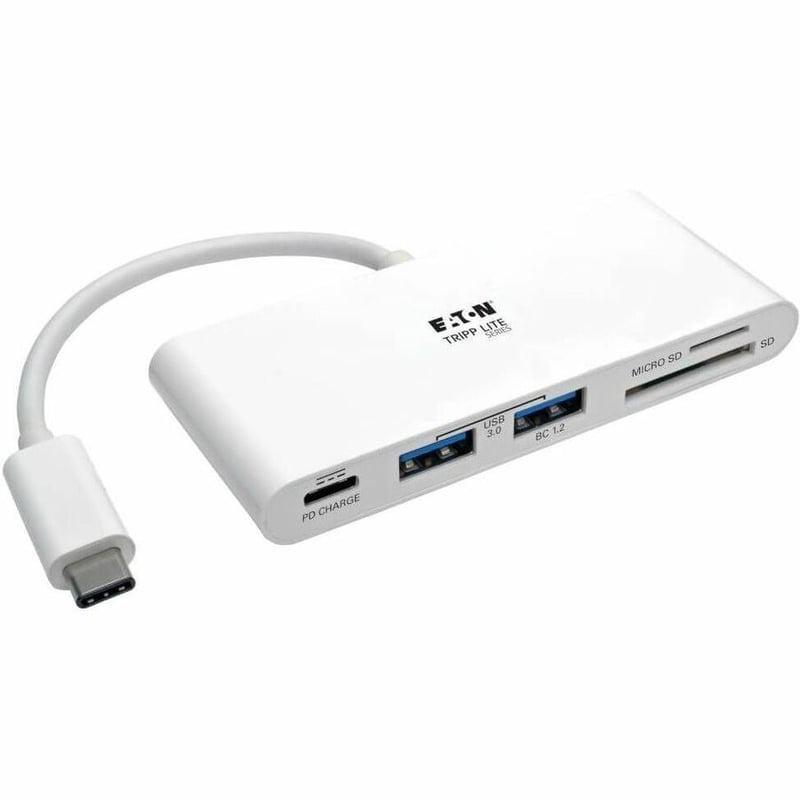 Tripp Lite by Eaton USB-C Multiport Adapter USB 3.x (5Gbps) USB-A/C Hub Ports Card Reader and 60W PD Charging White - Thumbnail 1
