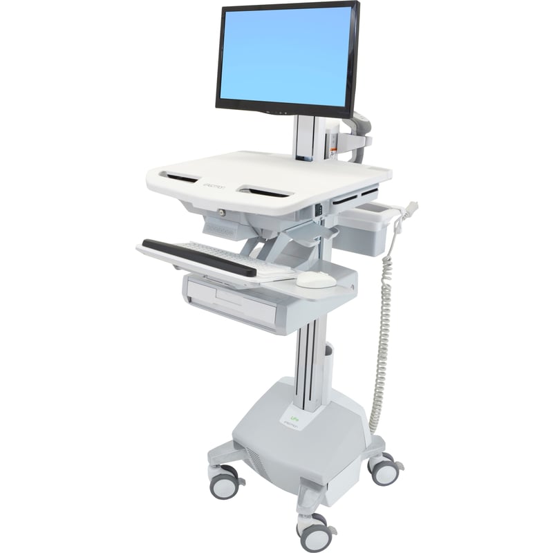 Ergotron StyleView Electric Lift Cart with Pivot, LiFe Powered, 1 Drawer (1x1) - Thumbnail 1