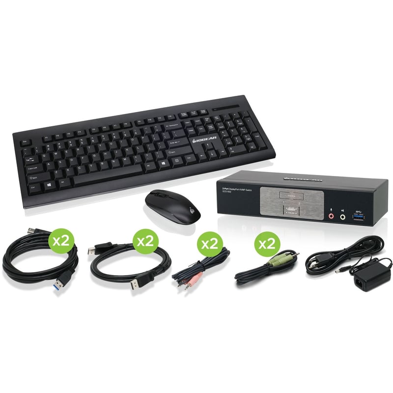 IOGEAR 2-Port DisplayPort1.2 KVMP with Wireless Keyboard and Mouse - Thumbnail 1