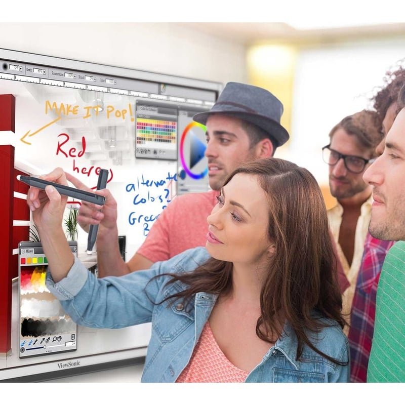 ViewSonic IFP7550 75 Inch ViewBoard 4K Interactive Flat Panel Display with 20-Point Touch, Integrated Microphone and HDMI, RJ45 - Thumbnail 2