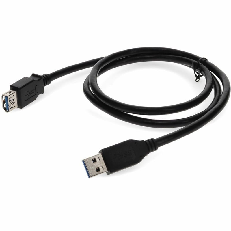 AddOn 6ft USB A 3.0 Male to USB A 3.0 Female Black Extension Cable - Thumbnail 1