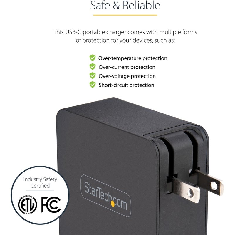 StarTech.com USB C Wall Charger, 60W PD with 6ft/2m Cable, Portable USB Type C Laptop Charger, Universal Adapter, USB IF/ETL Certified - Thumbnail 5